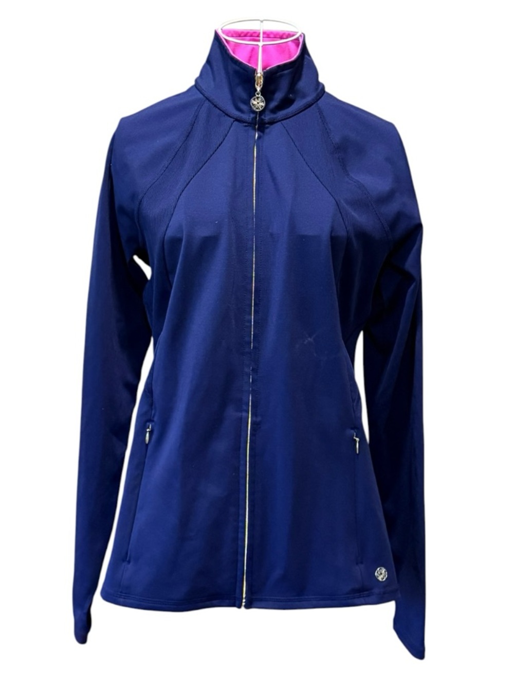 Lilly Pulitzer Luxletic Full Zip Track Jacket Navy Athletic Golf Size M